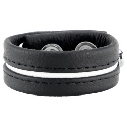 The Red Cockring en cuir 3 Pressions Noir-Blanc